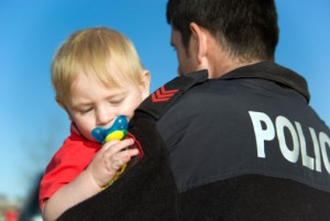 Policeman and child